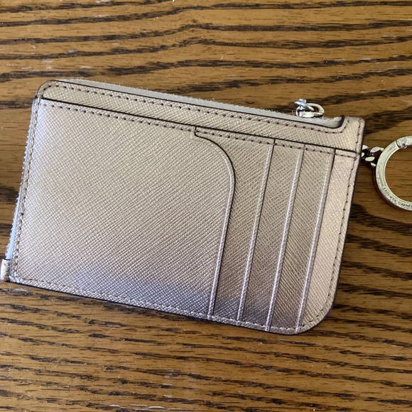 Kate Spade rose gold Saffiano leather wallet card holder with key ring - Picture 3 of 5